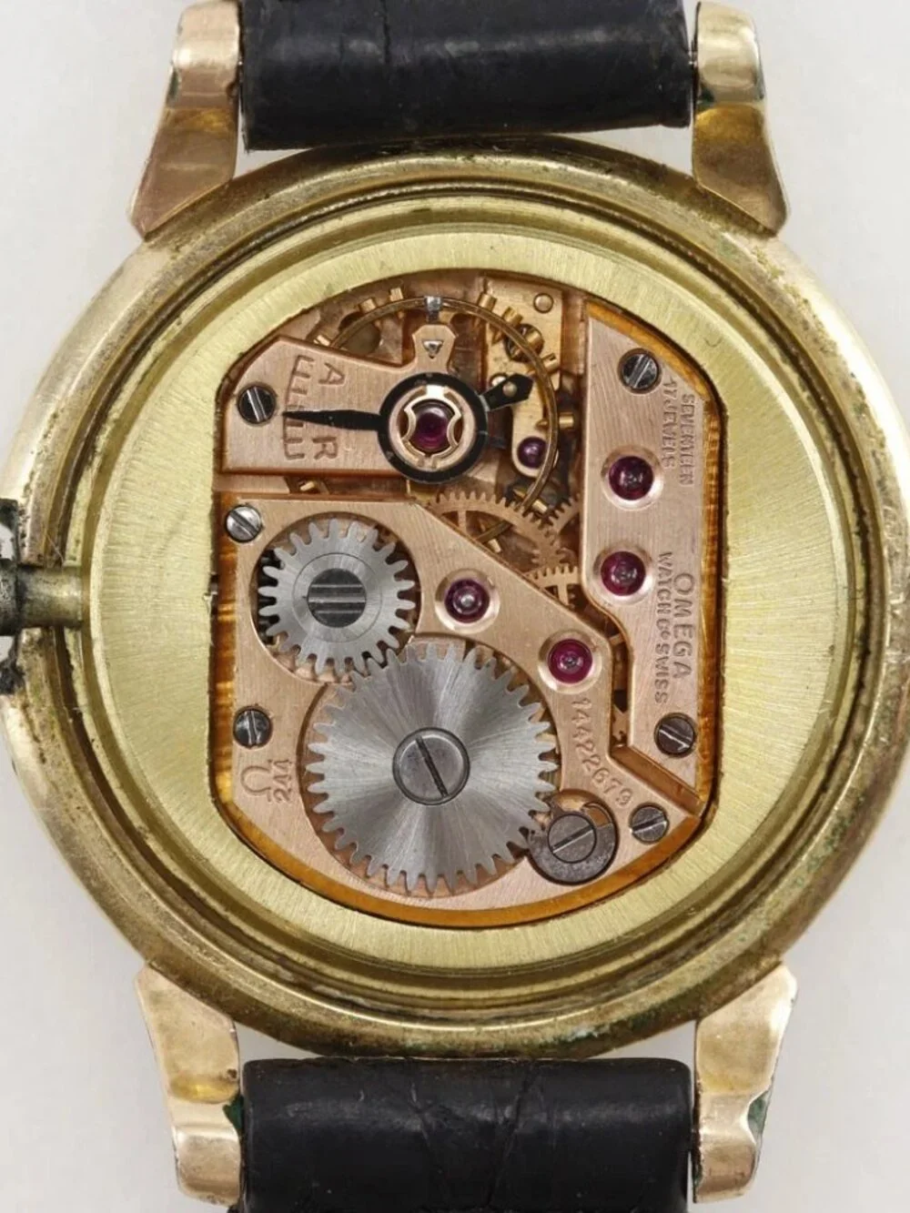 OMEGA Watches Cal.244 antique SilverDial Plated Gold/leather Hand Winding ...